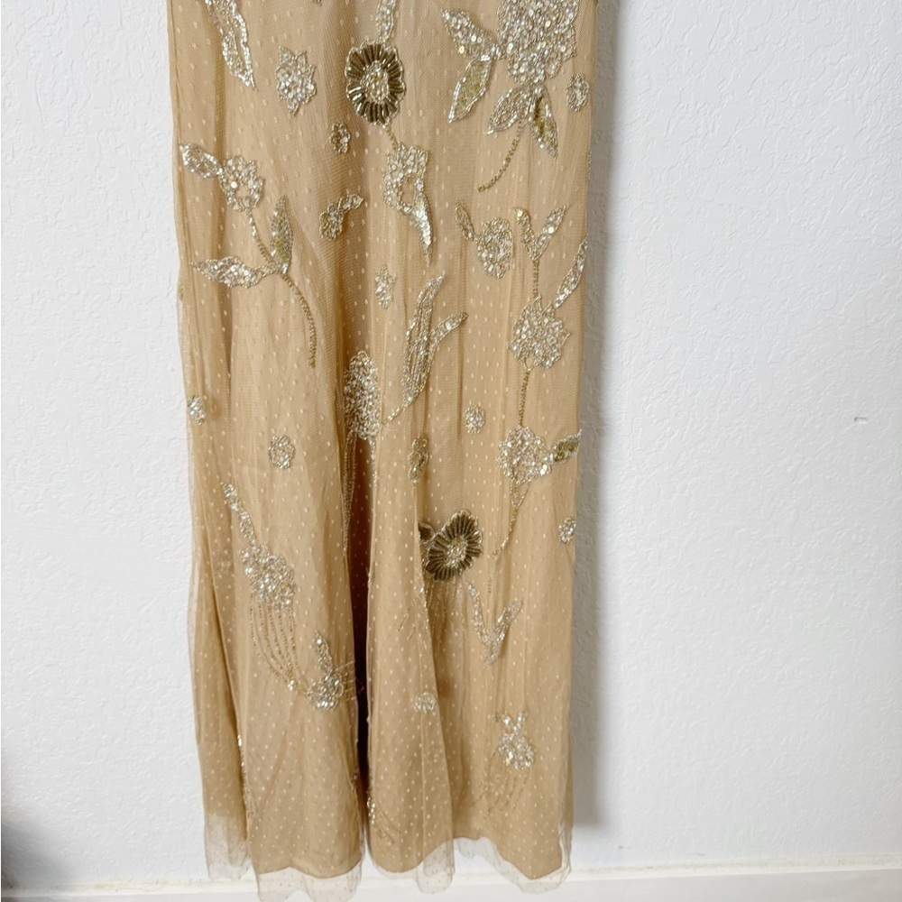 AIDAN MATTOX Floral Bead-Embroidered Gown - Picture 4 of 9